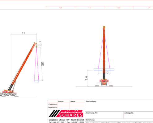 zugstudien, Traglastnachweise, CAD, Computer Aided Design, Kran-Einsatz Schares