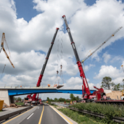 Autokrane Schares Brückenbau Einsatz zwei LTM 1500 Emmerich Krane Liebherr 500 to