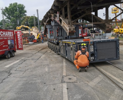 Austausch von Hilfsbrücken, SPMT, Brückenverschub, Krefeld