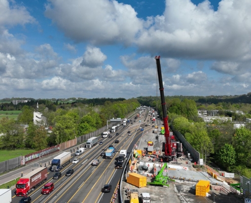 Ersatzneubau, Brückenbau, Infrastrukturprojekte, Modulmontage, Kraneinsatz, Autobahnkreuz Hilden