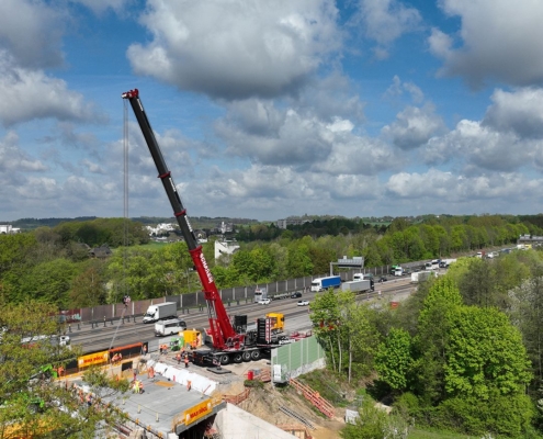 Ersatzneubau, Brückenbau, Infrastrukturprojekte, Modulmontage, Kraneinsatz, Autobahnkreuz Hilden