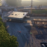 Brückeneinschub, SPMT, Schwerlasttransport, Überbaumontage, Autobahn A1, Autokrane Schares, SQ3, Infrastrukturprojekt