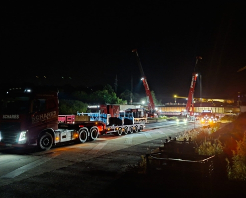 A4 Frechen, Brückenbau, Brückenüberbau, Überbaueinbau, Brückeneinhub, Tandemhub, Mobilkran, Liebherr LTM 1650-8.1, Liebherr LTM 1150-5.3, SPMT, Schwerlasttransport, Schwerlasthub, Autokrane Schares, Infrastruktur, Sperrpause, Brückenmontage, Projektlogistik, Kranengineering, Baustraße, Verschubtechnik, Großkran, Kranlogistik, Brückenprojekt, Heavy Lift, Straßenbau